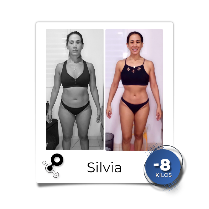 Silvia, antes e depois, 8 kg a menos